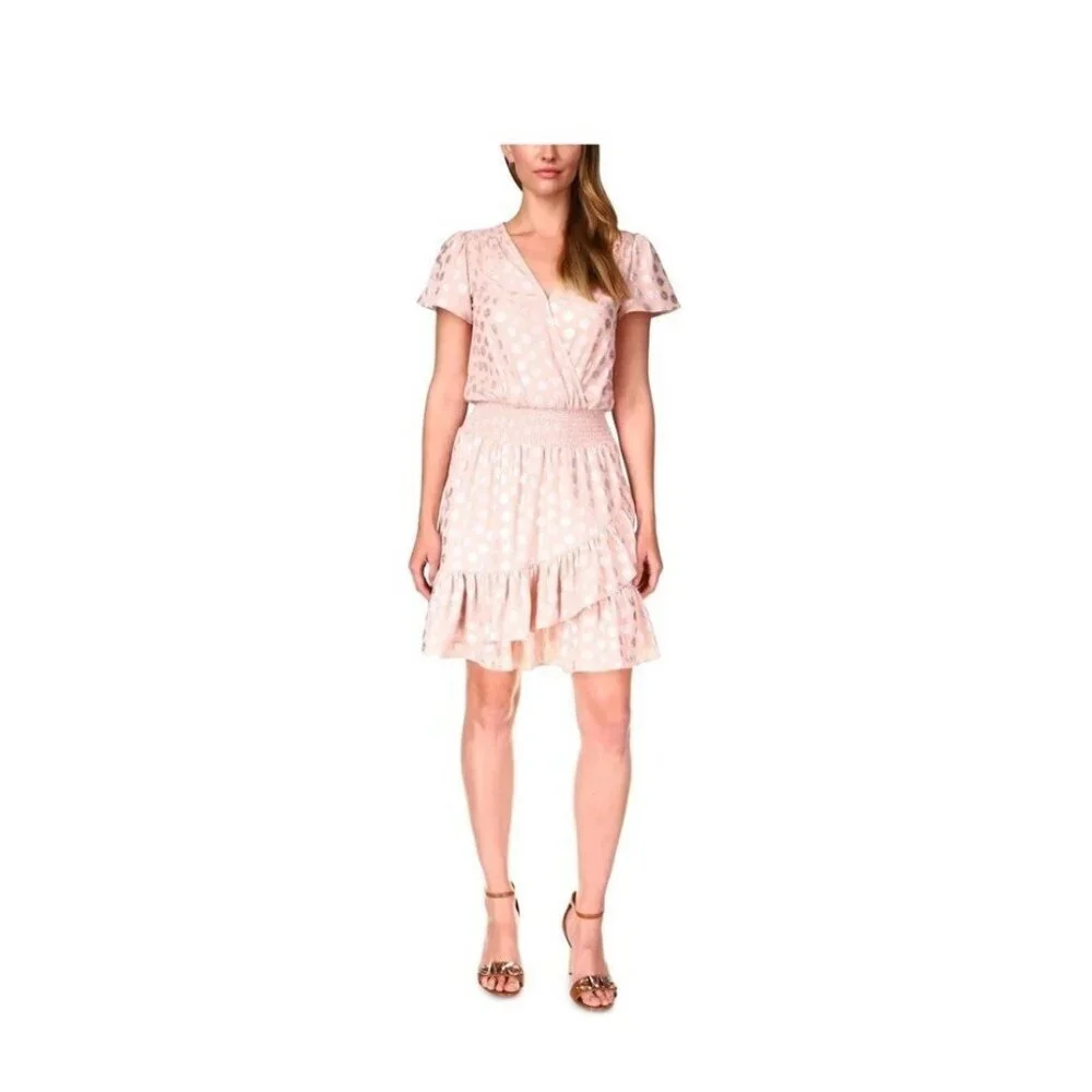 MICHAEL Michael Kors Women's Julia Palm-Print Fit & Flare Dress Pink Small